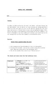 English Worksheet: simple past  worksheet