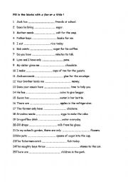 English Worksheet: A few ; A little