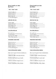 English Worksheet: Every Breath you take