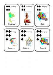 English Worksheet: Countries and Nationalities Card Game 7 Thailand Greece