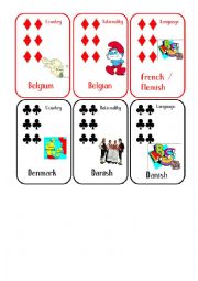 Countries and Nationalities Card Game 9 Belgium Denmark