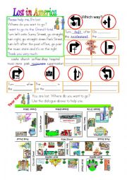 English Worksheet: Lost in America in colour and greyscale