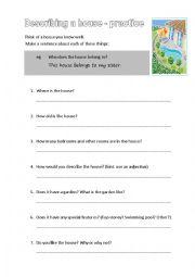 English Worksheet: Describing a house