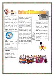 English Worksheet: Cultural differences 