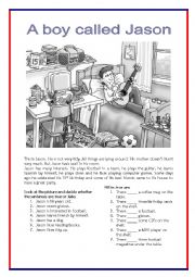 English Worksheet: A boy called Jason