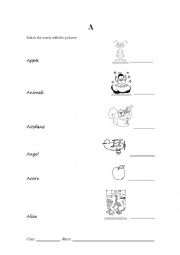 English worksheet: Letter A