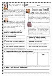 English Worksheet: Revision 4 - 2 pages + KEY
