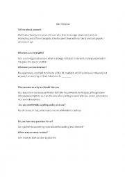 English Worksheet: job interview