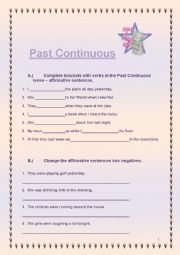 English Worksheet: PAST CONTINUOUS exercises