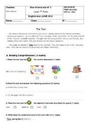 7th form:End of 3rd term test