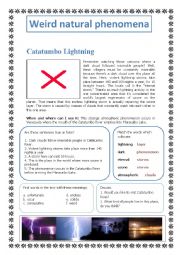 English Worksheet: Weird Natural Phenomena 2 + Key