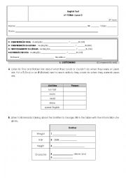 English Worksheet: Written test 6th form