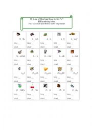 English Worksheet: 80 Icons Pics for Short and Long Vowel 