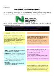 English Worksheet: NATURAL HISTORY MUSEUM. READING STRATEGIES (Scanning for main topic)