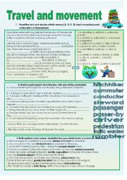 English Worksheet: Travel and Movement