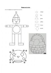 English Worksheet: shapes and colors