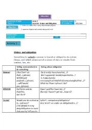 English Worksheet: Orders and obligation