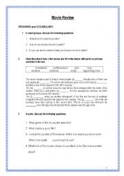 English Worksheet: Task Based Movie Review