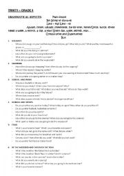 English Worksheet: Trinity Grade 4: QUESTIONS