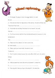 English Worksheet: Miscelanea rephrasing exercises