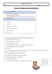 English Worksheet: Capital letters and punctuation