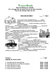 English Worksheet: Present Simple - Reading Comprehension and grammar exercises
