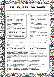 English Worksheet: Am, Is, Are, Do, Does