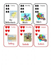 English Worksheet: Countries and Nationalities Card Game  10 The Netherlands Turkey