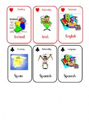English Worksheet: Countries and Nationalities Card Game