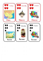 Countries and Nationalities Card Game  12 China Russia