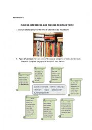 English Worksheet:  Reading about different types of literature and literature reviews. READING STRATEGIES (MAKING INFERENCES AND MAIN TOPIC)