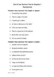 English worksheet: End of year revision test - Surprise 3