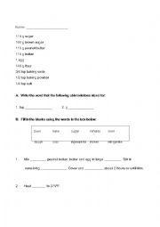 English Worksheet: Recipe Worksheet