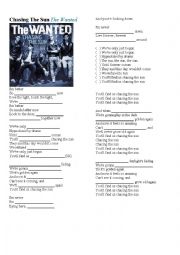 English Worksheet: Chasing the Sun - The Wanted (with answer key)