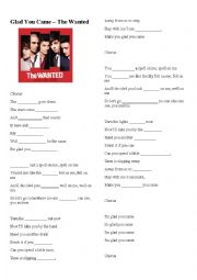 English Worksheet: Glad you came - The Wanted (with answer key)
