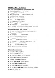 English Worksheet: Present simple activities