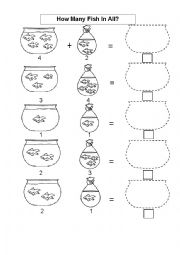 English Worksheet: How many fish are?