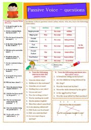 English Worksheet: passive voice - questions (30.05.12)