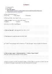 English Worksheet: New York Webquest Ellis Island