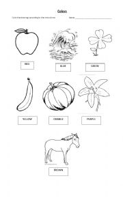 English Worksheet: coloring objects