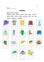 English Worksheet: clothing items