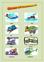 English worksheet: means of transport