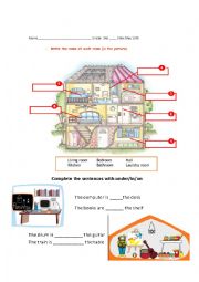 English Worksheet: parts of the house