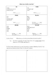 English worksheet: What does he/she look like?