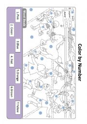 English Worksheet: colours by number