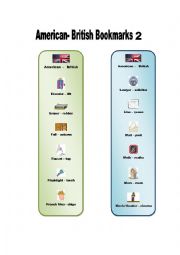 English Worksheet: American - British bookmark pictionary 2