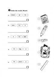 English Worksheet: school objects