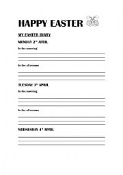 English worksheet: easter diary
