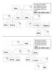 English Worksheet: family tree - speaking activity
