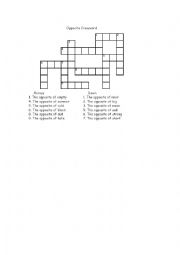 English Worksheet: Opposite Crossword